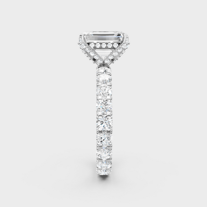 High-Polish 950 Platinum Emerald Lab Diamond Hidden Halo Ring For Maximum Brilliance