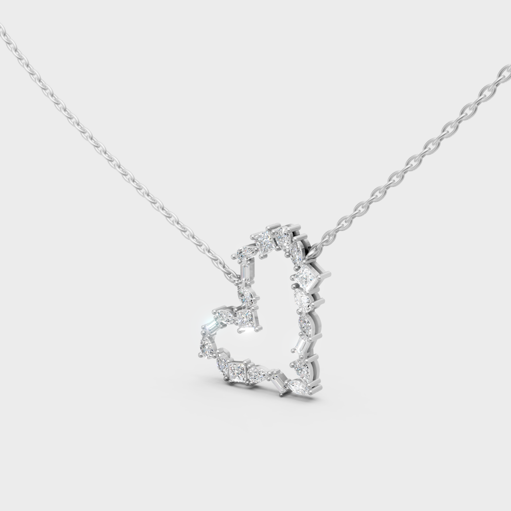 GLI Certified Multi-Shape 2 Carat Diamond Necklace White Gold