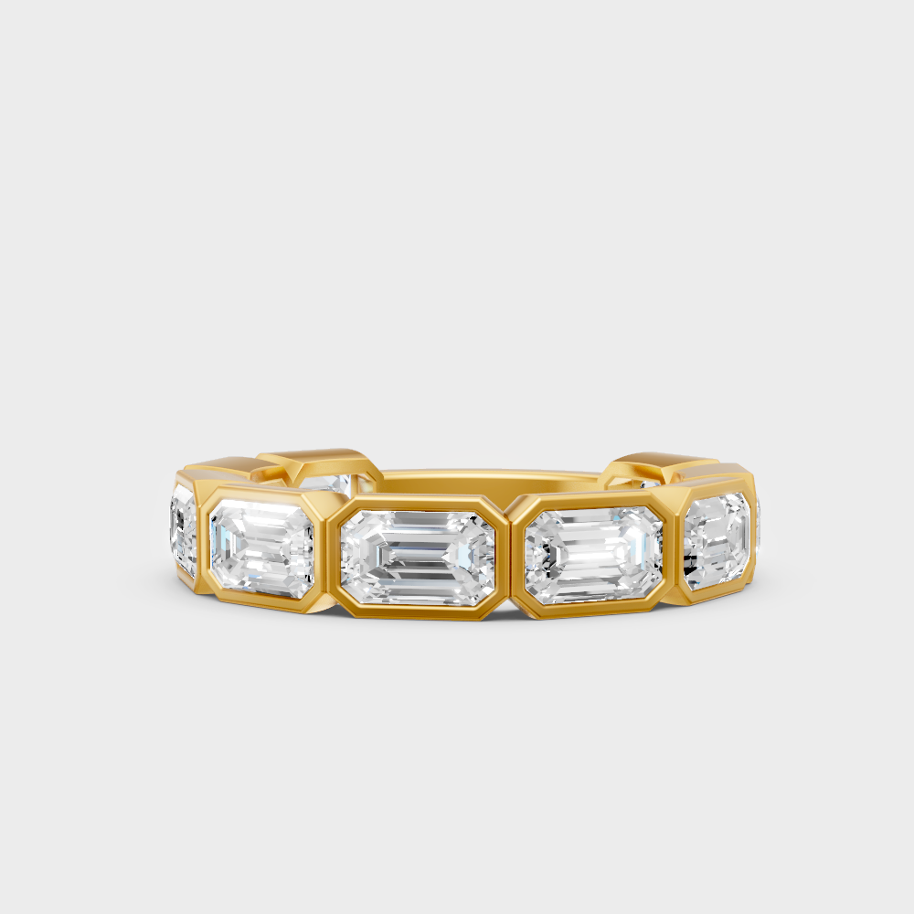 Certified 2.37 Carat Emerald-Cut Lab-Grown Diamond Eternity Band In 18K Yellow Gold