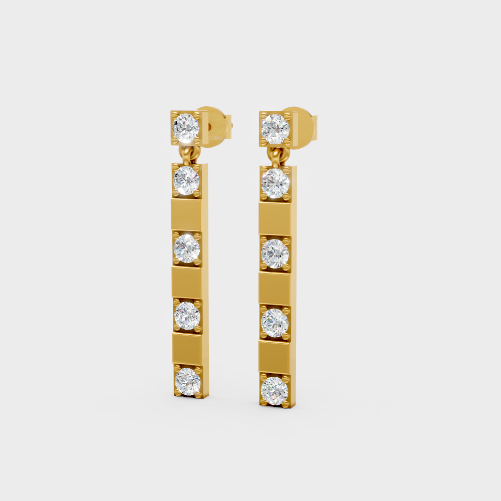 Brilliant Round Cut Lab-Grown Diamond Earrings In Hallmark Yellow Gold 18K With Ethical Luxury