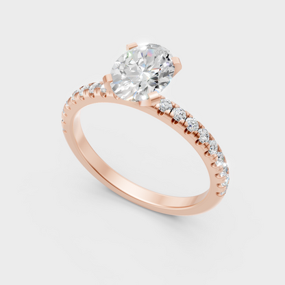 Sleek 14K Rose Gold Engagement Ring Featuring A Certified 1.19Ct Oval Lab Diamond