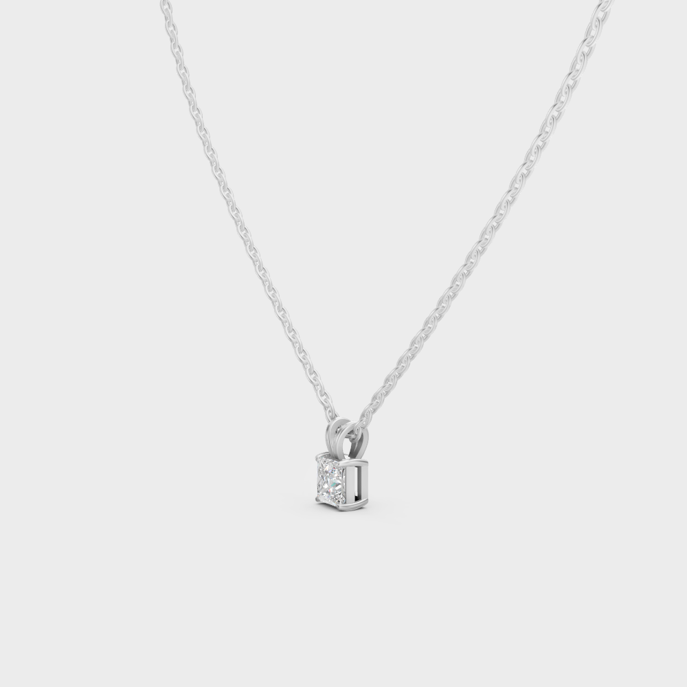 Certified 1 Carat Princess Cut Diamond Pendant Platinum