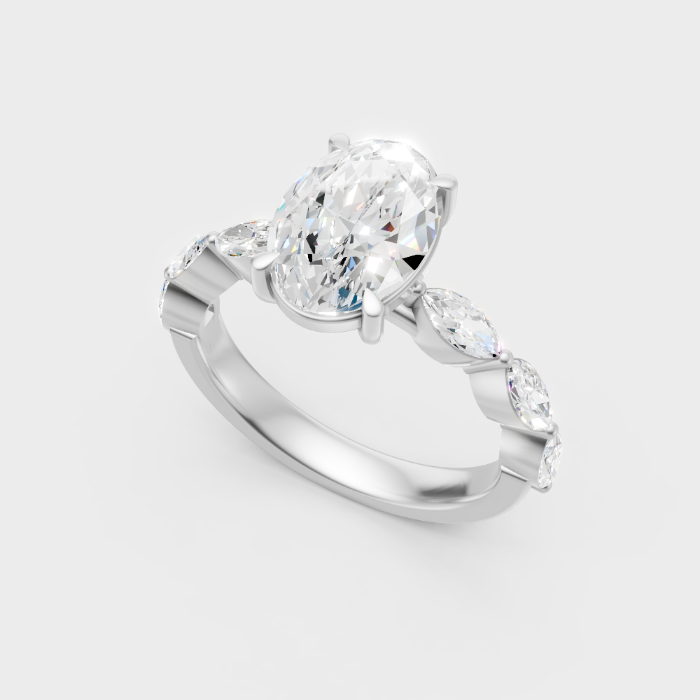 Sleek 18K White Gold Engagement Ring Featuring Lab-Grown Diamond Weight