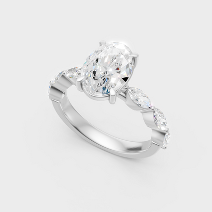 Sleek 18K White Gold Engagement Ring Featuring Lab-Grown Diamond Weight