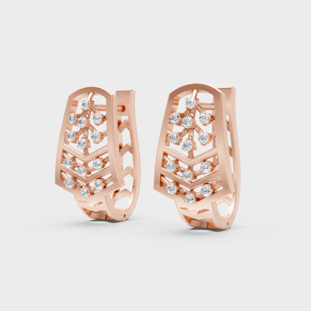 Hallmark Rose Gold Round Cut Lab Diamond Hoop Earrings For Women