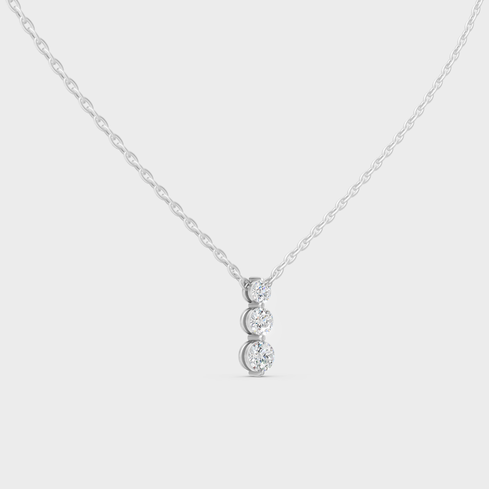 GLI Certified 1.11 Ct Round Lab-Grown Diamond Necklace White Gold