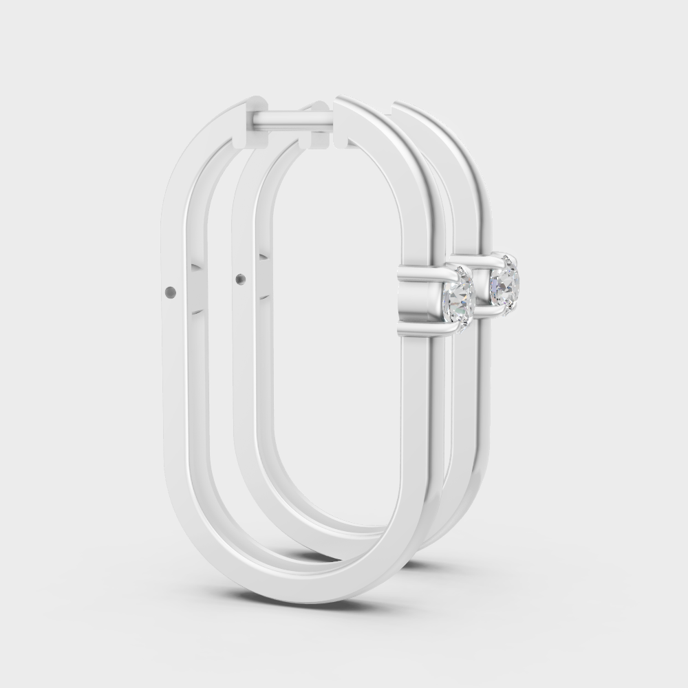 High-Polish 950 Platinum Hoops featuring Brilliant Lab-Grown Diamonds