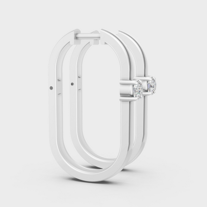 High-Polish 950 Platinum Hoops featuring Brilliant Lab-Grown Diamonds