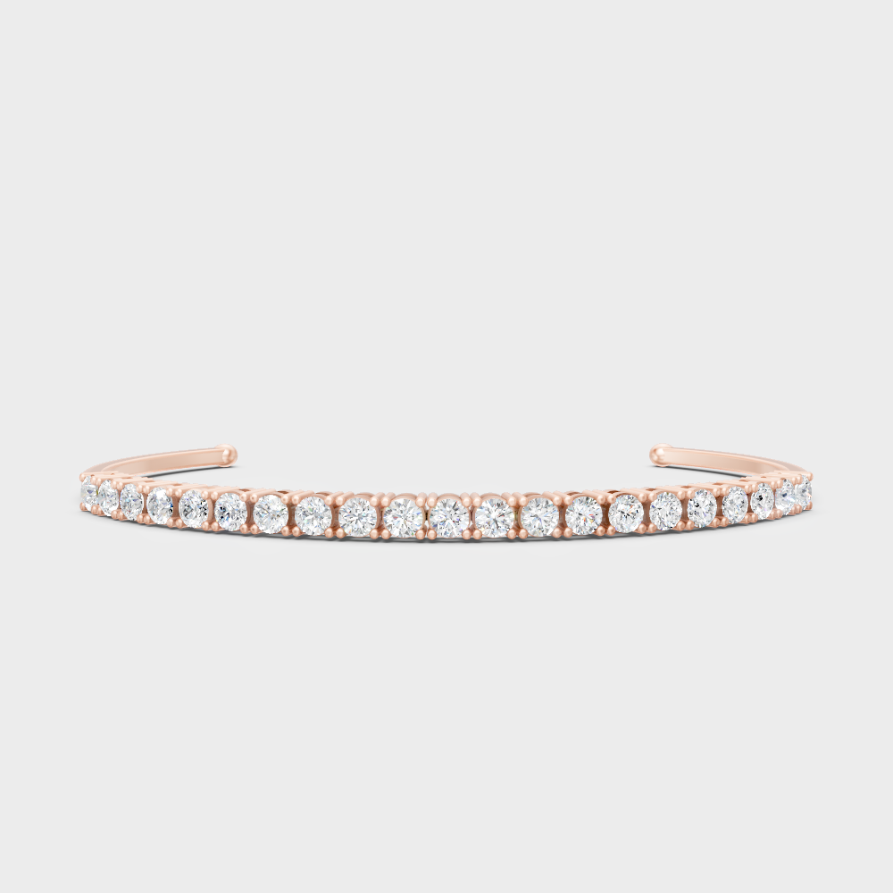 2.31 Ct Round Cut Lab-Grown Diamond Open Bracelet Rose Gold