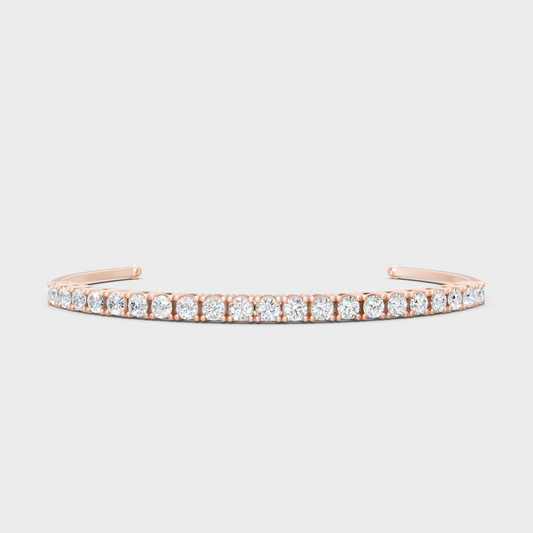 2.31 Ct Round Cut Lab-Grown Diamond Open Bracelet Rose Gold