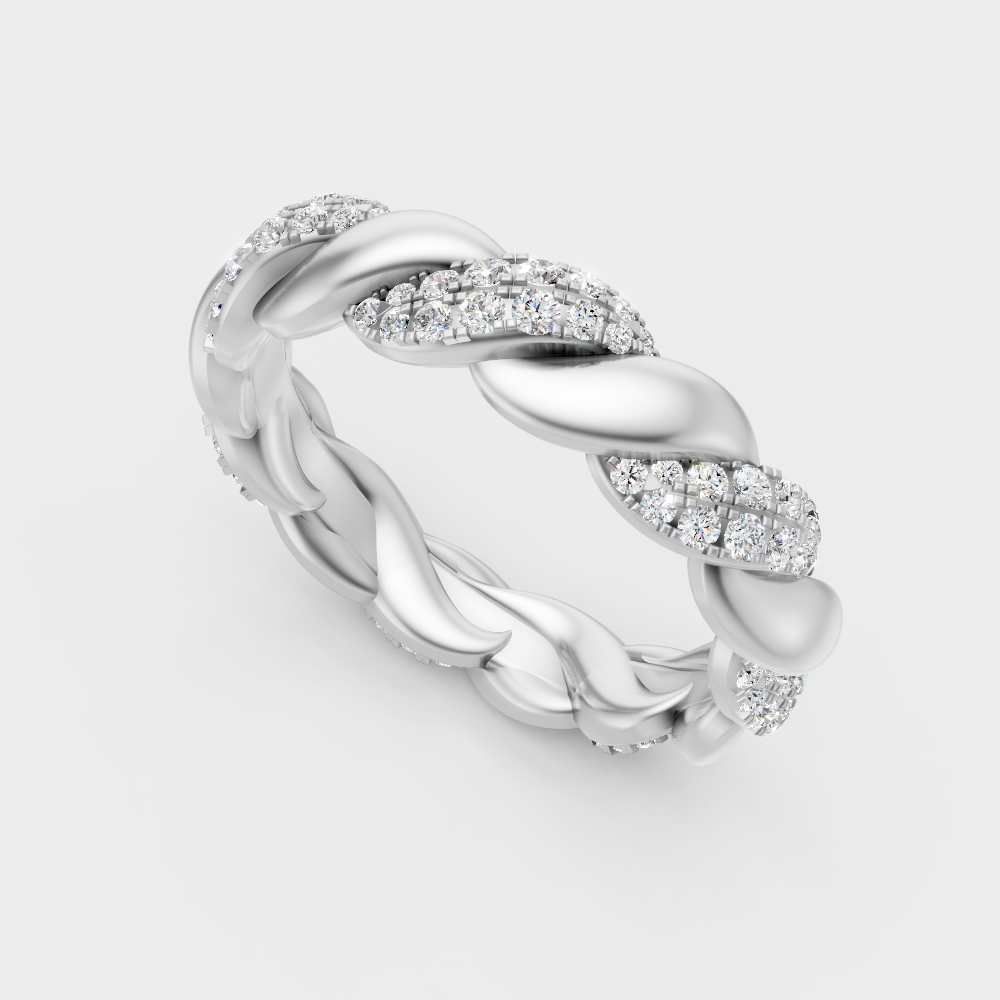 Sleek 18K White Gold Diamond Band Featuring A Gli Certified Round Diamond
