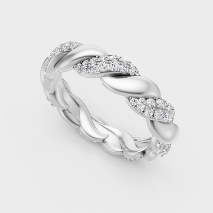 Sleek 18K White Gold Diamond Band Featuring A Gli Certified Round Diamond