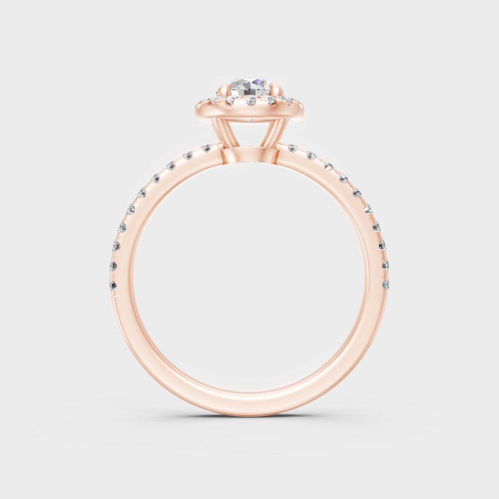 Modern Rose Gold Halo Engagement Ring With Brilliant Sustainable Lab Diamonds
