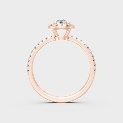 Modern Rose Gold Halo Engagement Ring With Brilliant Sustainable Lab Diamonds