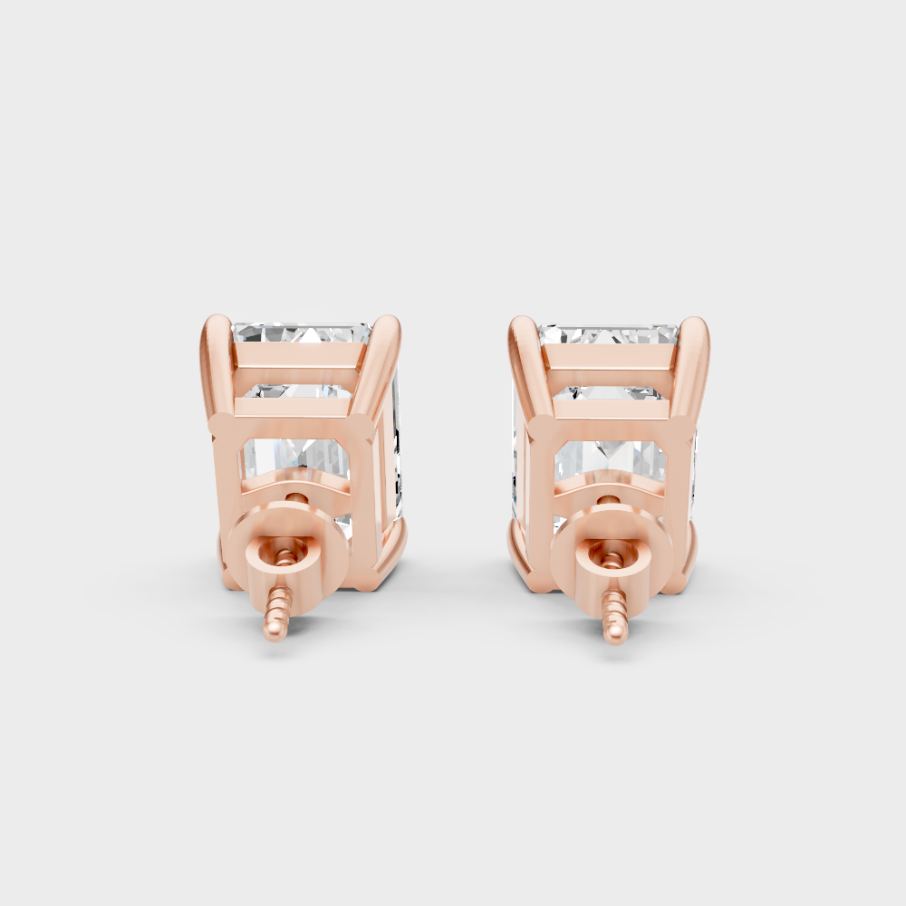 Ethical Lab-Grown Emerald Diamond Earrings Rose Gold