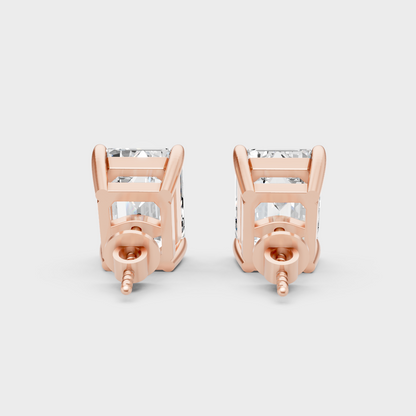 Ethical Lab-Grown Emerald Diamond Earrings Rose Gold