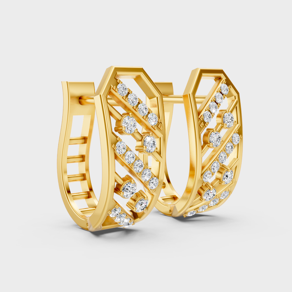 Luxury Yellow Gold Lab-Grown Diamond Hoop Earrings 0.175 Ct Each