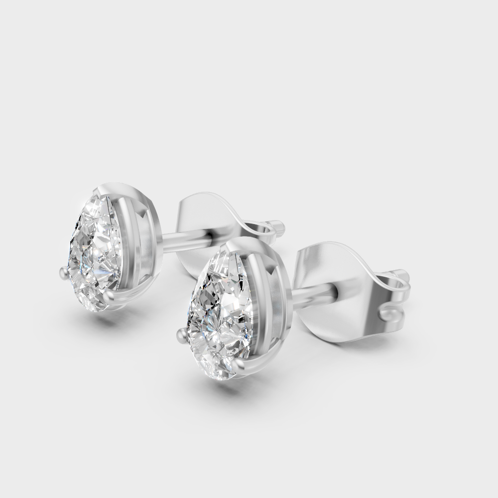 Certified Pear Shape Lab-Grown Diamond Studs In White Gold