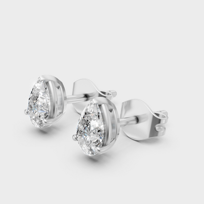 Certified Pear Shape Lab-Grown Diamond Studs In White Gold
