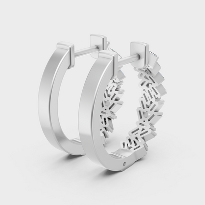 High-polish 950 platinum baguette diamond hoops with a brilliant, linear shine
