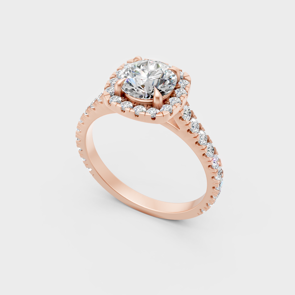 Sleek 14K Rose Gold Engagement Ring Featuring A Certified 1.83Ct Round Lab Diamond