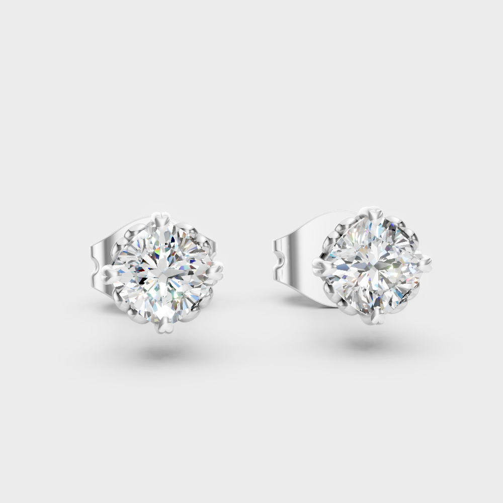 2 Carat Each Lab-Grown Cushion Cut Diamond Stud Earrings In White Gold