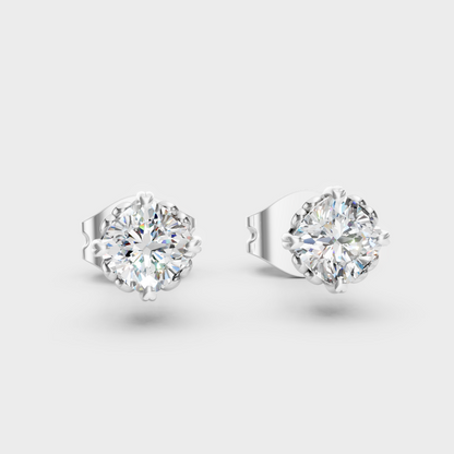 2 Carat Each Lab-Grown Cushion Cut Diamond Stud Earrings In White Gold