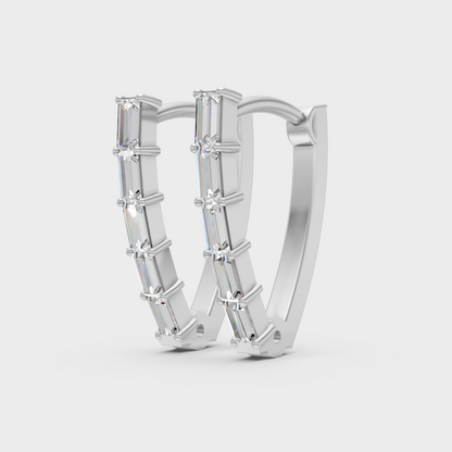 Premium 0.45 Ct Baguette Diamond Hoops In 950 Platinum