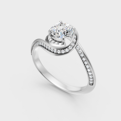 Sleek White Gold Halo Ring Featuring An Igi Gli Certified Round Lab Diamond