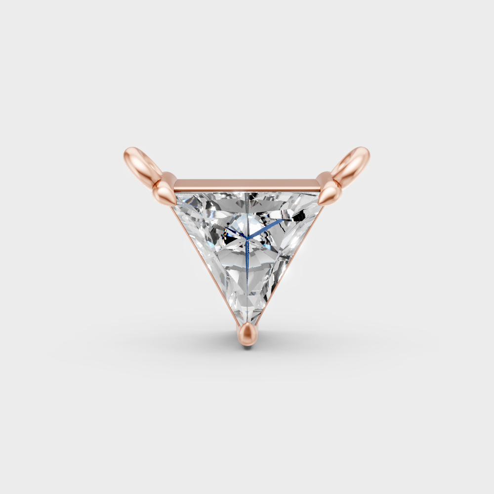 GLI Certified Triangle Cut Lab-Grown Diamond Pendant In Hallmark Rose Gold