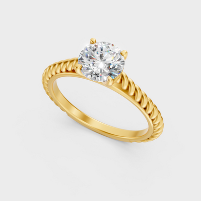 Sustainable Yellow Gold Ring With Igi Certified Round-Cut Lab Diamonds