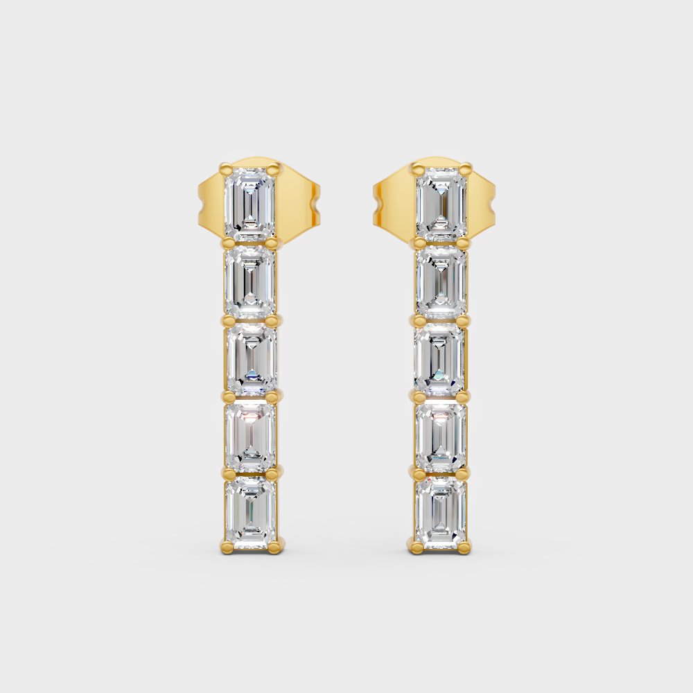 0.35 Ct Each Lab Grown Baguette Diamond Stud Earrings In Yellow Gold GLI Certified