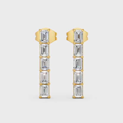 0.35 Ct Each Lab Grown Baguette Diamond Stud Earrings In Yellow Gold GLI Certified