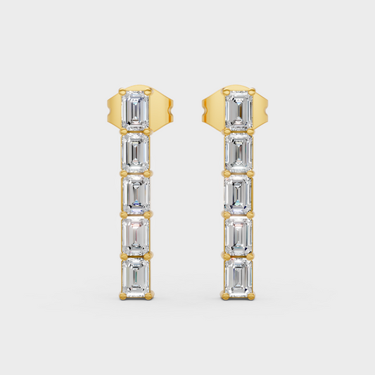 0.35 Ct Each Lab Grown Baguette Diamond Stud Earrings In Yellow Gold GLI Certified