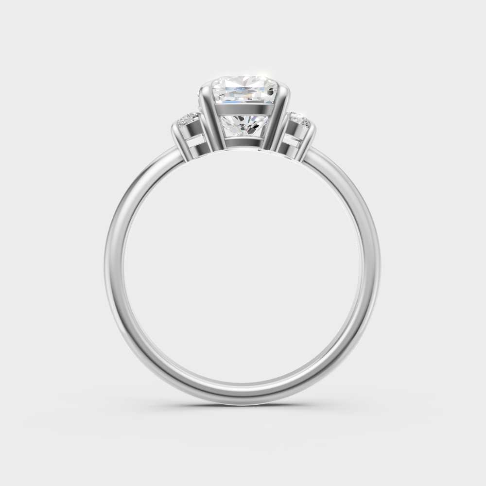 Hallmarked 14K White Gold Ring With 1.64Ct Brilliant Round Lab-Grown Diamond Trio