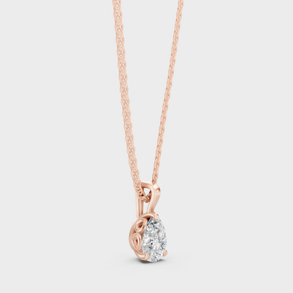 Certified Pear Shape Diamond Pendant Necklace Rose Gold