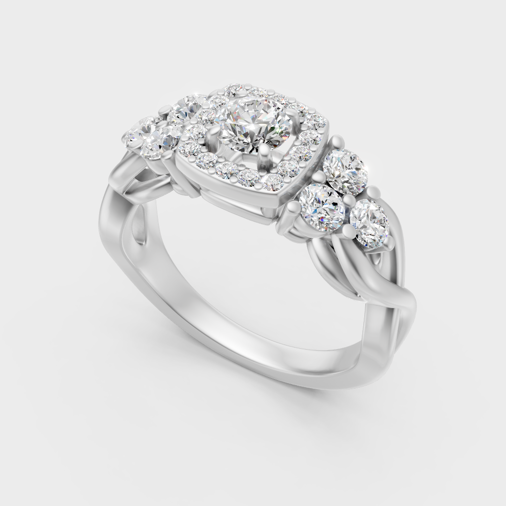 Premium 950 Platinum Round-Cut Lab-Grown Diamond Engagement Halo Ring