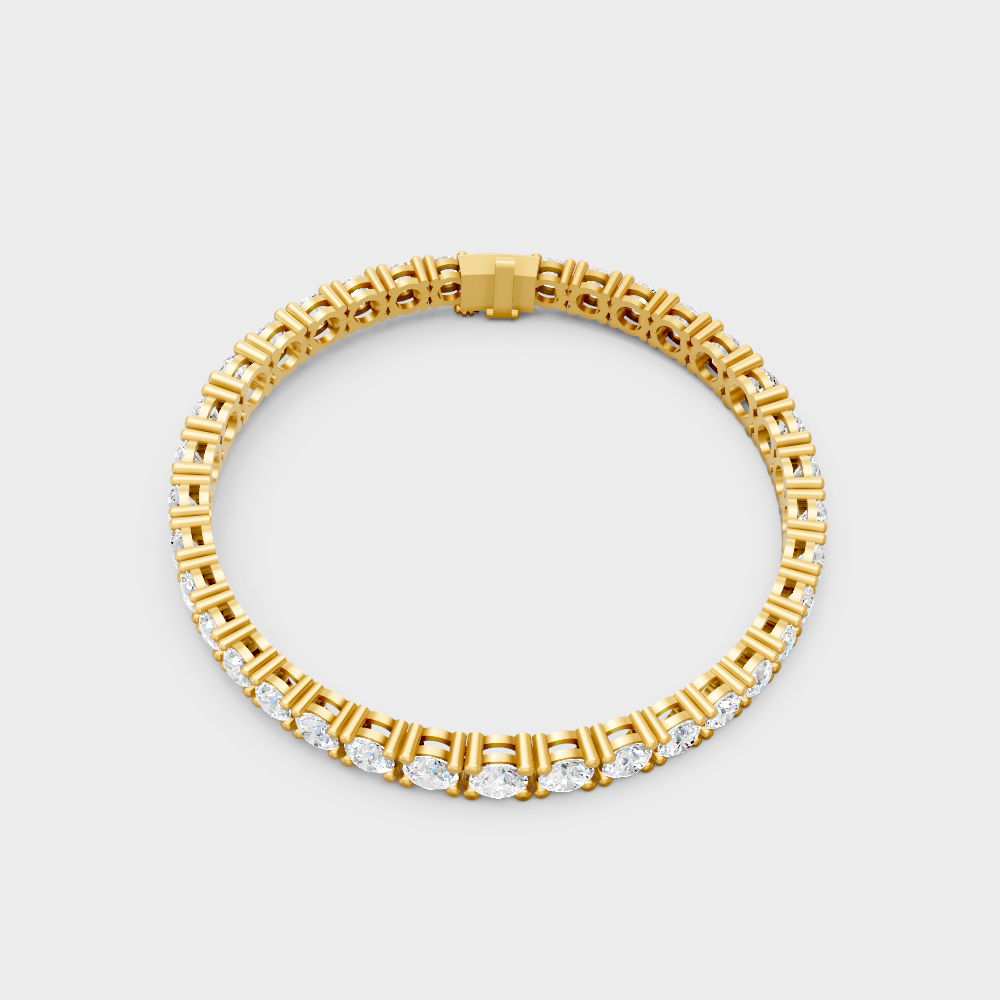 Luxury Round Diamond Tennis Bracelet Yellow Gold Jewelry