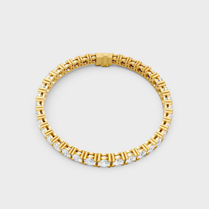 Luxury Round Diamond Tennis Bracelet Yellow Gold Jewelry