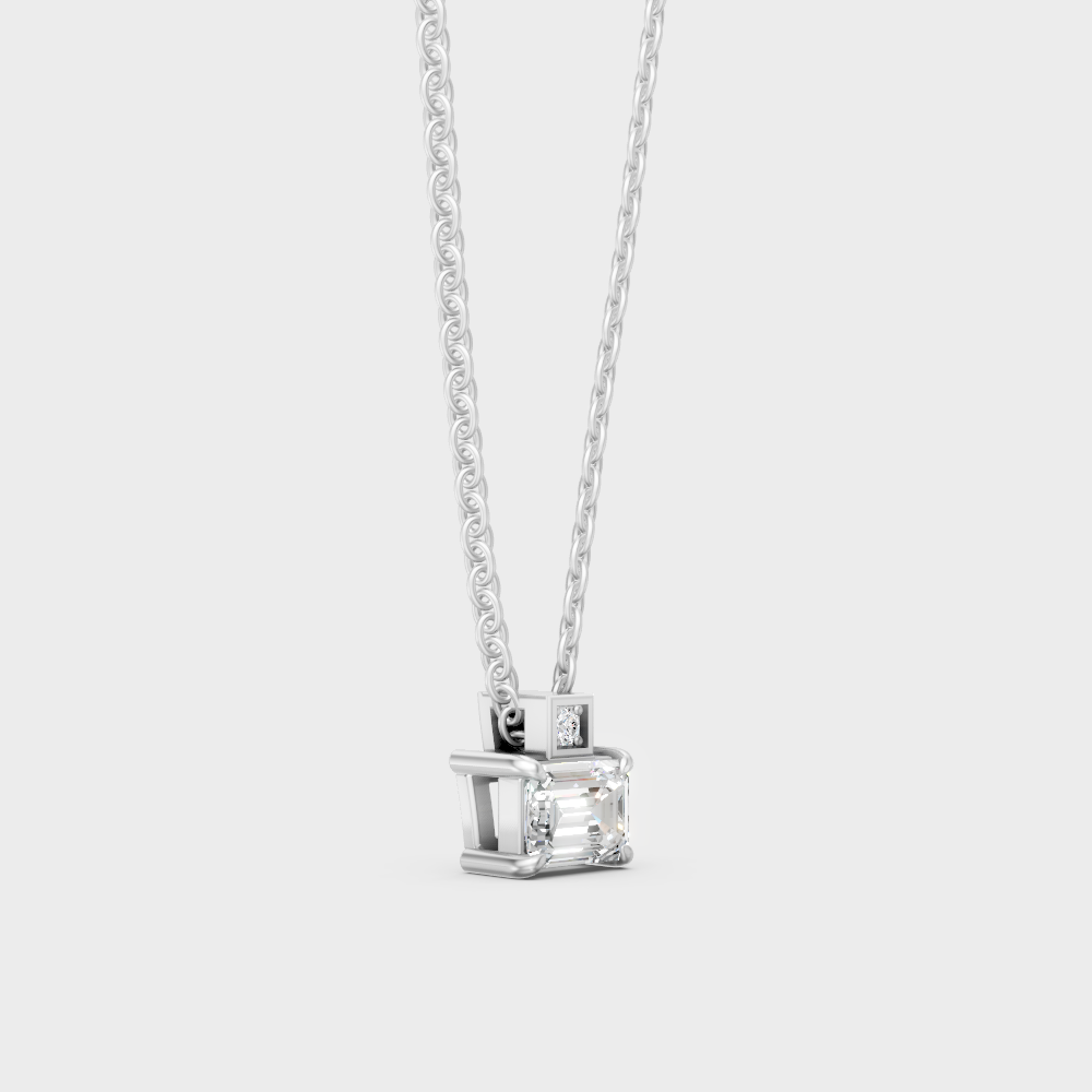 Luxury Emerald Round Halo Diamond Pendant White Gold