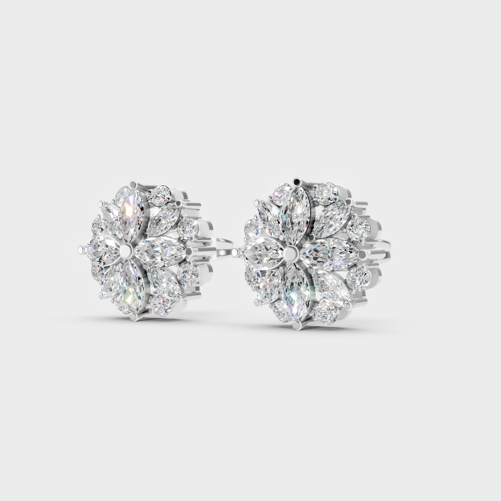 9K White Gold Mixed-Cut Lab-Grown Diamond Studs With Clean Minimalist Design