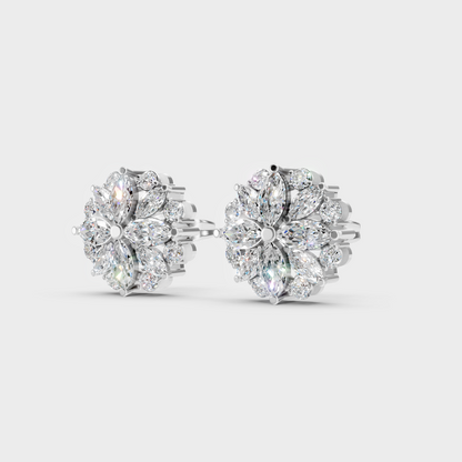 9K White Gold Mixed-Cut Lab-Grown Diamond Studs With Clean Minimalist Design