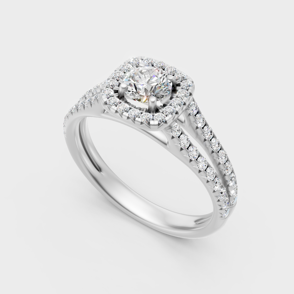Sleek 18K White Gold Engagement Ring Featuring Lab-Grown Diamond 