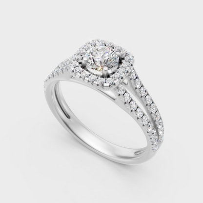 Sleek 18K White Gold Engagement Ring Featuring Lab-Grown Diamond 