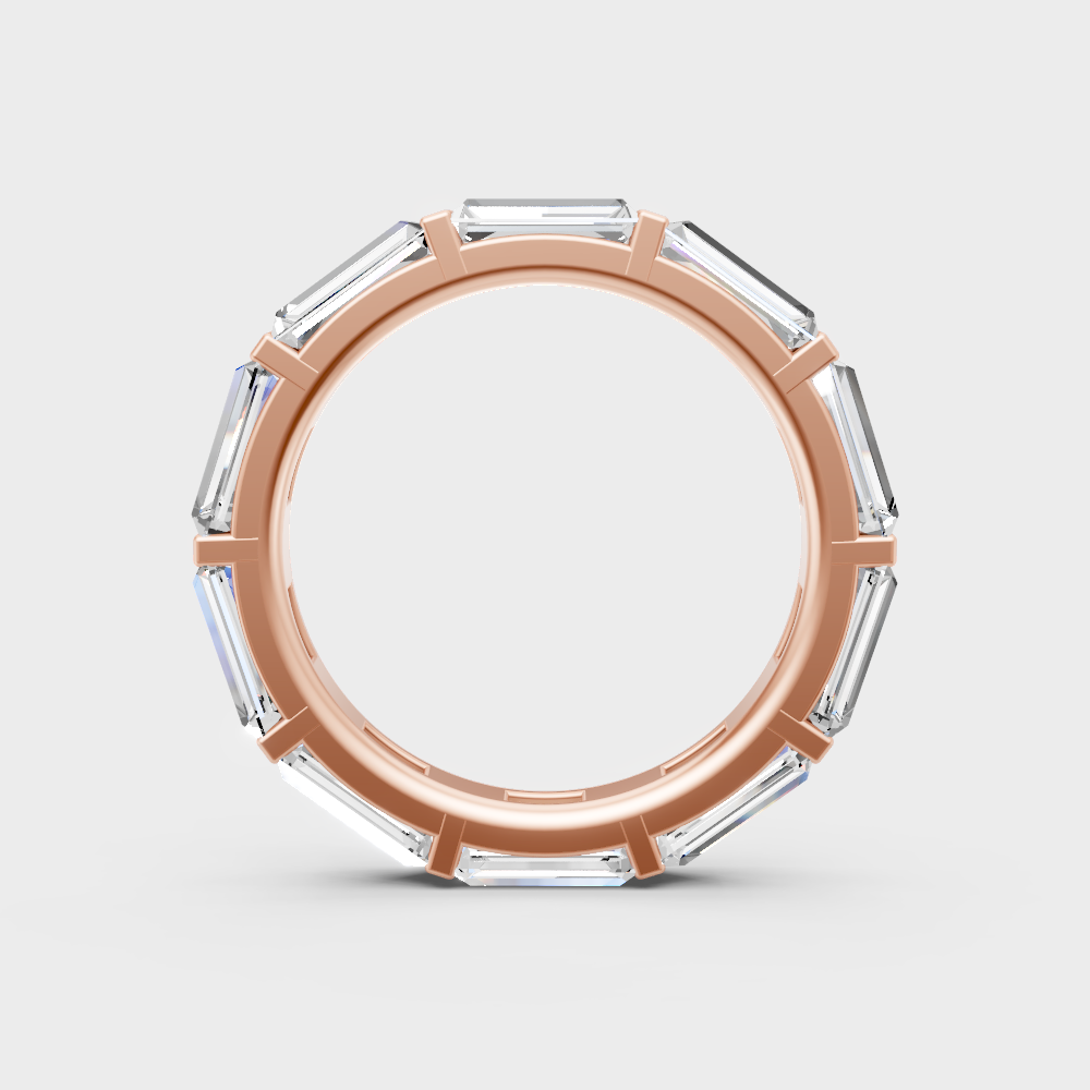 Blush Rose Gold Full Baguette Diamond Band For Sophisticated Sustainable Luxury