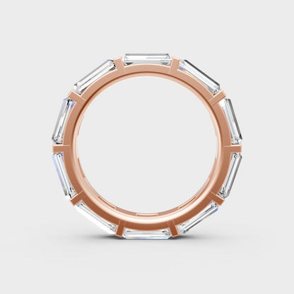Blush Rose Gold Full Baguette Diamond Band For Sophisticated Sustainable Luxury