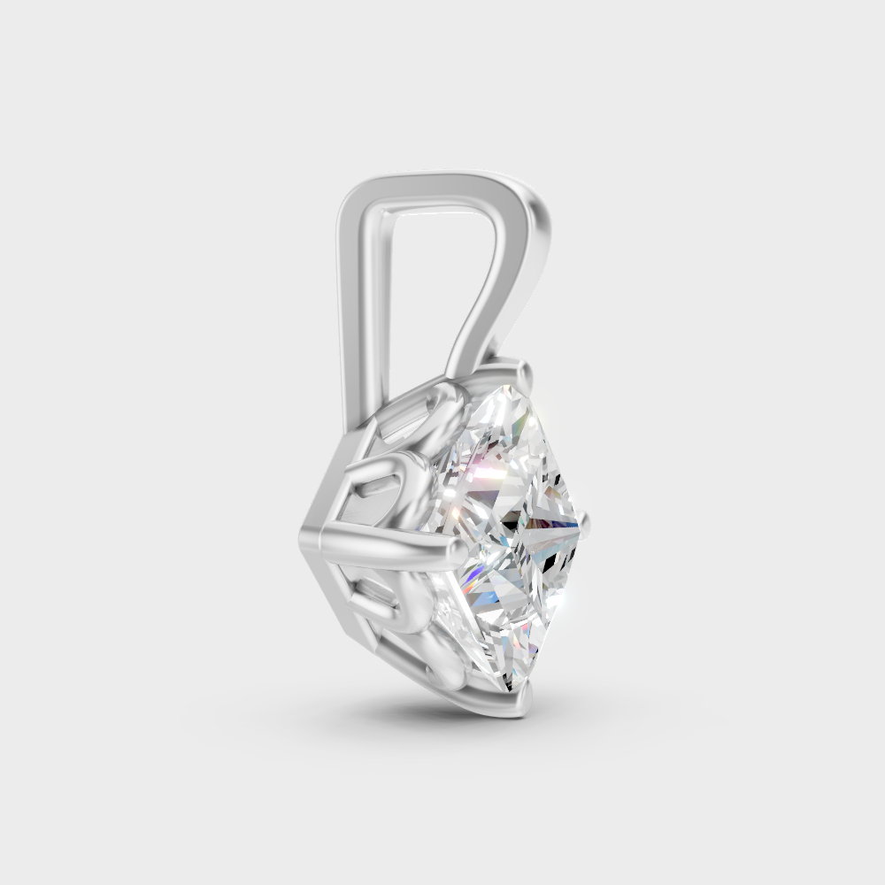 High-Polish 950 Platinum Princess Lab Diamond Pendant For Maximum Shine