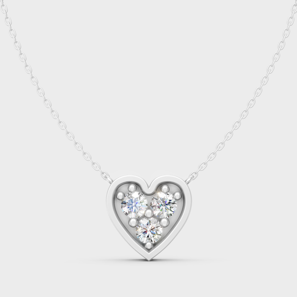GLI Certified Round Cut Lab-Grown Diamond Solitaire Necklace In Hallmark White Gold