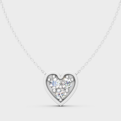 GLI Certified Round Cut Lab-Grown Diamond Solitaire Necklace In Hallmark White Gold