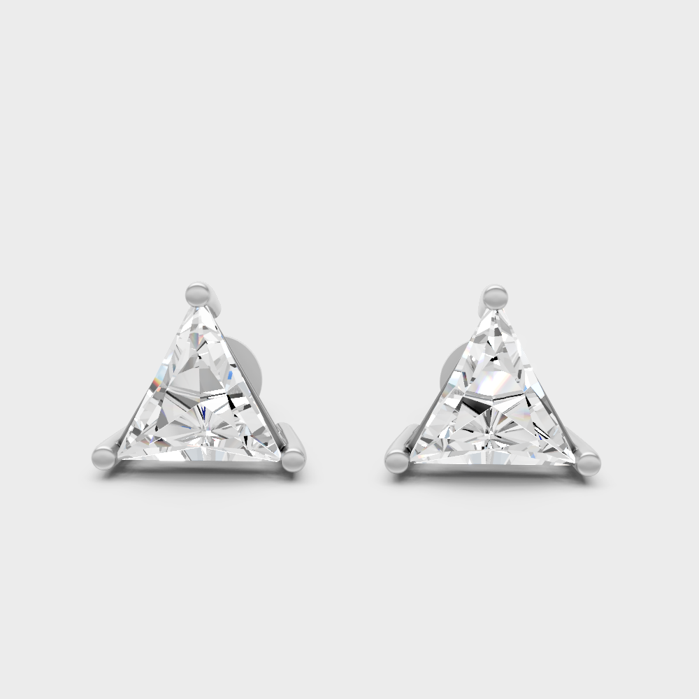 1.30 Ct Total Triangle Cut Lab-Grown Diamond Earrings 0.65 Ct Each In White Gold